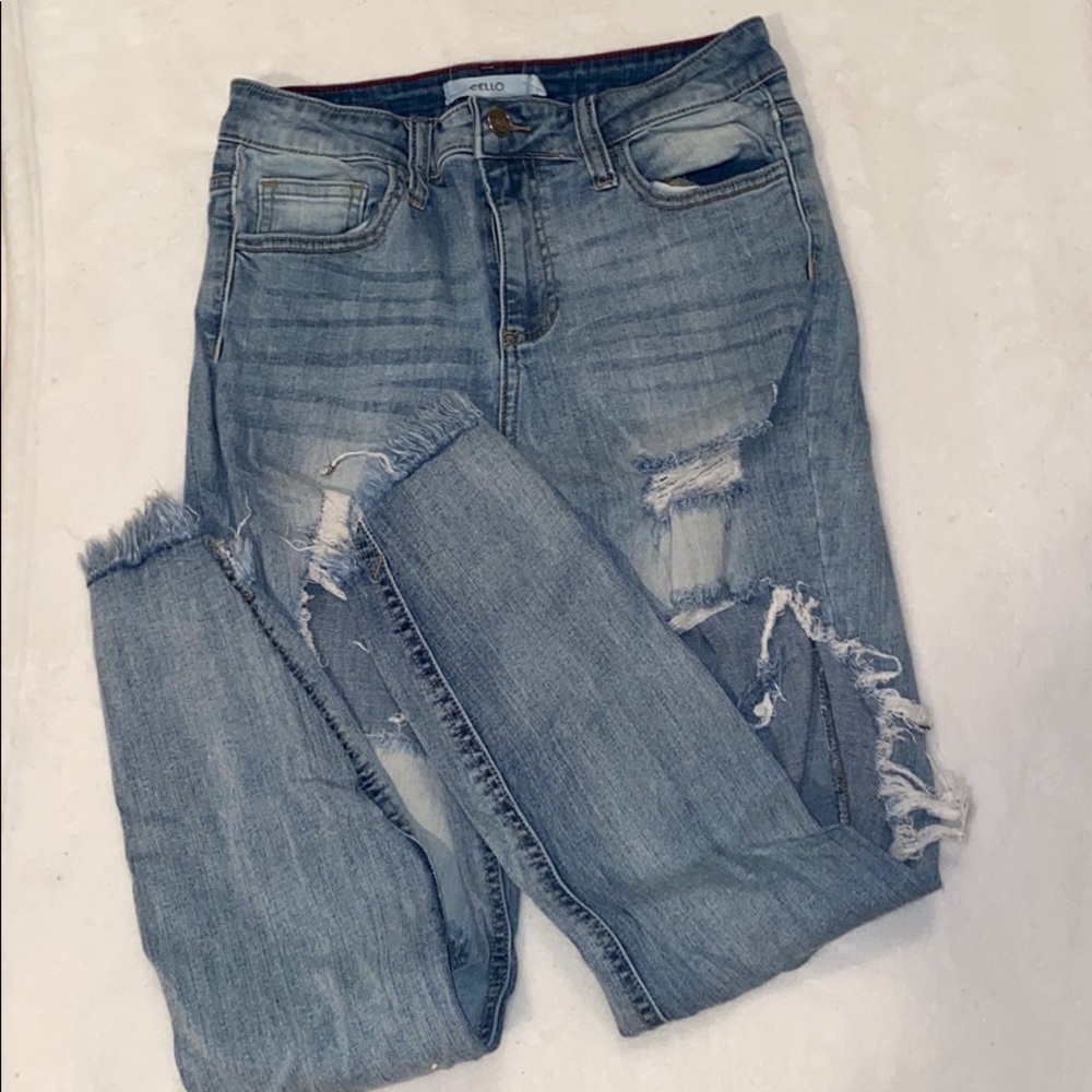 Light Blue Ripped Skinny Jeans - Picture 2 of 3